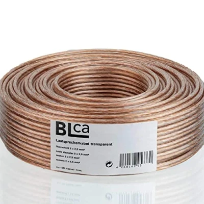 Abbildung von DCSk BLca 10m 2x2,5mm² Lautsprecherkabel CCA I Boxenkabel isoliert transparent mit Polaritätskennzeichnung LS Kabel als Meterware für Stereoanlage etc.