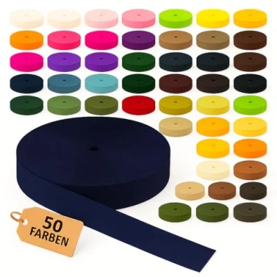 Abbildung von KBBB Gurtband 2m oder 5m lang 50 Farben Breiten: 10mm 15mm 20mm 25mm 30mm 40mm 50mm Polypropylen
