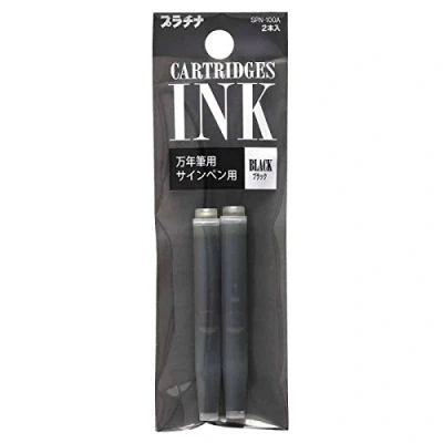 Abbildung von PLATINUM Preppy Marker und Füllfederhalter Nachfüllpatrone, schwarze Tinte, 2 Stück, SPN 100 A