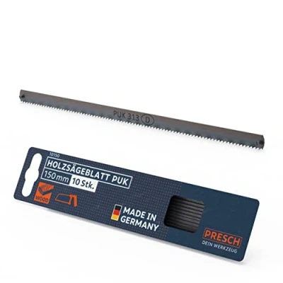 Abbildung von Presch Holzsägeblatt Set PUK 150mm 10 Stk. Original Sägeblätter für Handsägen Bügelsägeblatt Holz Weich , Hart und Profilhölzer, Hartfaserplatten, Pappe