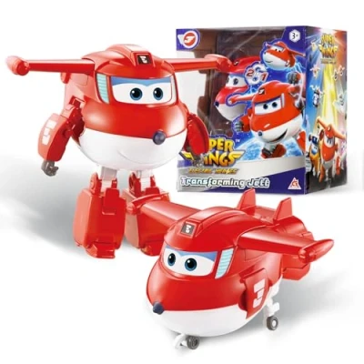 Abbildung von Super Wings Transformations Flugzeug Supercharged Jett, ca. 12,7 cm große Spiel Figur für Kinder, Spielzeug und Roboterfigur 3+ Jahre Alten Jungen Mädchen