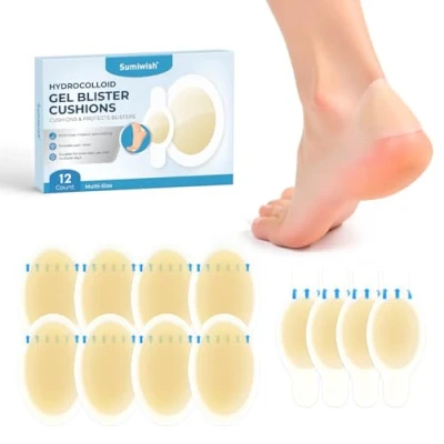 Abbildung von Sumiwish Blasenpflaster Hydrokolloid Bandages Wasserdichte Blasenpolster für Ferse, Zehen und Füße, Extra starker Schutz schnelle Erholung(12 Count,Toe,Heel）