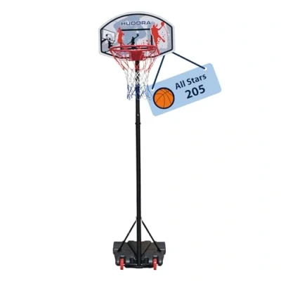 Abbildung von HUDORA Basketballständer All Stars 205 höhenverstellbarer Basketballkorb mit Ständer für Kinder &amp; Jugendliche Mobiler Outdoor den Garten Stand Rollen