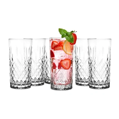 Abbildung von Glasmark Krosno Wassergläser Gläser Trinkgläser Set Longdrink Cocktail Gin Wasser Longdrinkgläser Cocktailgläser, Spülmaschinenfest Transparent Mit Kristall Effekt 6 x 300ml