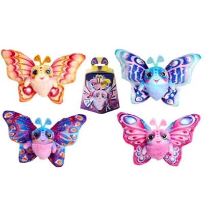 Abbildung von Simba Plüsch Schmetterling Fluffyfly (30 cm) Aufblasbares Kuscheltier mit Regenbogen Augen und Überraschungseffekt Geschenkidee für Kinder weiches Stofftier ab 3 Jahren Mädchen Jungen