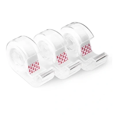 Abbildung von Amazon Basics Klebeband mit Abroller, matt, 3 Stück, 1.9 cm x 7.62 m (B L), transparent