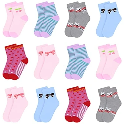 Abbildung von Libella 12er Kinder Mädchen Socken mit Punkte und Streifen Kids Füßlinge Sneakersocken bunt 2803 31 34