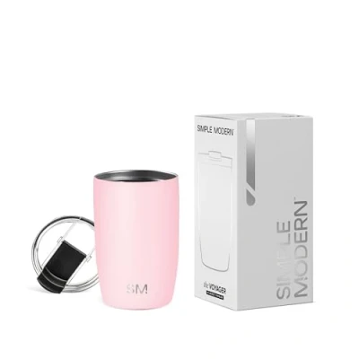 Abbildung von Simple Modern Reisebecher für Kaffee Trinkbecher Becher mit Klappdeckel Isolierter EdelstahlEiskaffeebecher Geschenke Frauen und Männer Voyager Sammlung 350ml Blush