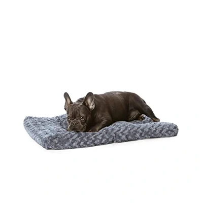 Abbildung von Amazon Basics Maschinenwaschbar Hundebett und Haustierbett für Kleine Hunde Katzen Waschbar Strapazierfähig, 74 x 53 8 cm, Graue Wirbel