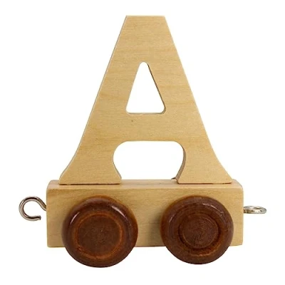 Abbildung von GICO Buchstabenzug aus Holz, Buchstaben Zug, Lok, Waggon, A Z, Wunschname (A)