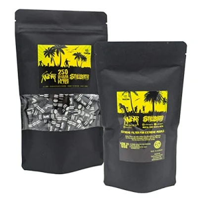 Abbildung von KAiLAR 250 WHITE Cellulose Aktivkohlefilter Slim (6 mm) mit veganer Aktivkohle aus Kokosnussschalen Für ein schadstoffärmeres und sanftes Raucherlebnis ohne zu verstopfen (Kälteresistenz)