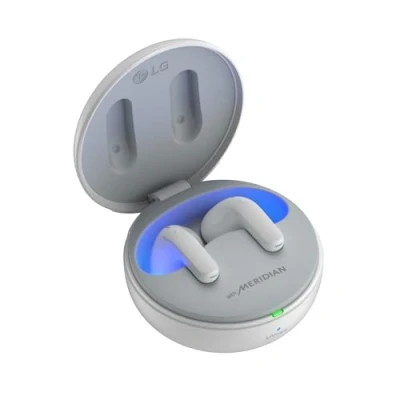 Abbildung von LG TONE Free DT80Q In Ear Bluetooth Kopfhörer mit Dolby Atmos Sound, MERIDIAN Technologie, ANC (Active Noise Cancellation), UVnano &amp; IPX4 Spritzwasserschutz Weiß