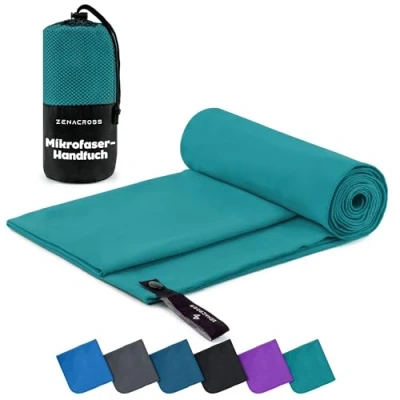 Abbildung von ZENACROSS Mikrofaser Handtuch Schnelltrocknendes und vielseitiges Fitness Sporthandtuch Größen XS 50 x 30 cm Petrolgrün