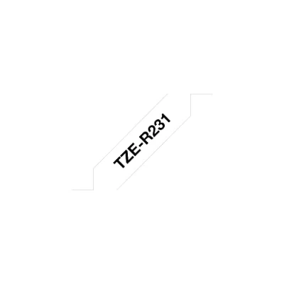 Abbildung von Brother Original P touch Textil Schriftband 12 mm schwarz auf weiß (u.a. für H200, H100LB/R, H105, E100/VP, D200/BW/VP, D210/VP) TZER231