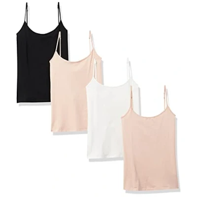 Abbildung von Amazon Essentials Damen Kamisol in schmaler Passform, 4er Pack, Beige/Weiß/Schwarz, XL