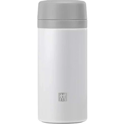 Abbildung von ZWILLING Thermo Thermoflasche, Integrierter Siebeinsatz, Isolierflasche für Tee &amp; Infused Water, Doppelwandisolierung, 420 ml, Höhe: 17,2 cm, Weiß