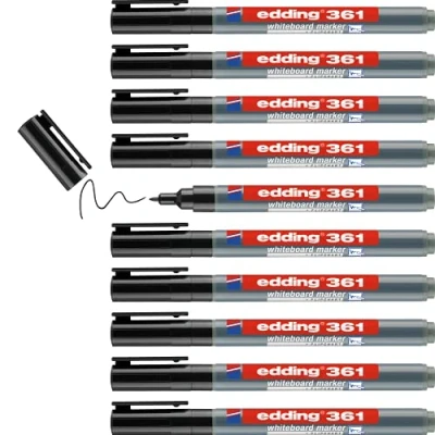Abbildung von edding 361 Whiteboardmarker schwarz 1 Whiteboard Stift Rundspitze mm Boardmarker abwischbar für Whiteboard, Flipchart, Magnettafel, Pinnwand, Memoboard Sketchnotes nachfüllbar