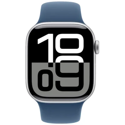 Abbildung von Apple Watch Series 10 4G 42mm Silber (Blaues Gummi Armband M/L)
