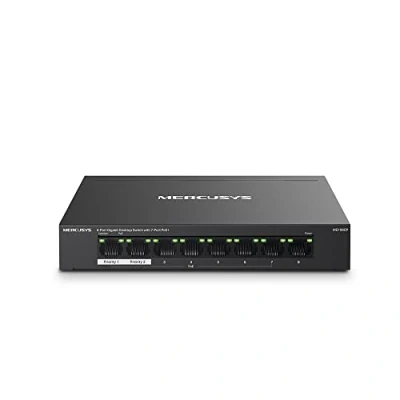 Abbildung von Mercusys MS108GP PoE Switch 8 Port Gigabit LAN mit 7 PoE+ Ports, bis zu 30 W pro und 65 für alle 802.3af/at PoE, lüfterlos, Plug and Play, Robustes Metallgehäuse