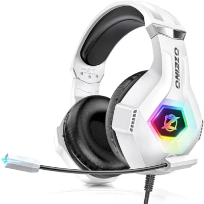 Abbildung von Ozeino Gaming Headset für PS4 PS5 PC with 3D Surround Sound mit Mikrofon Kopfhörer Noise Cancelling RGB Lichter for Gamer