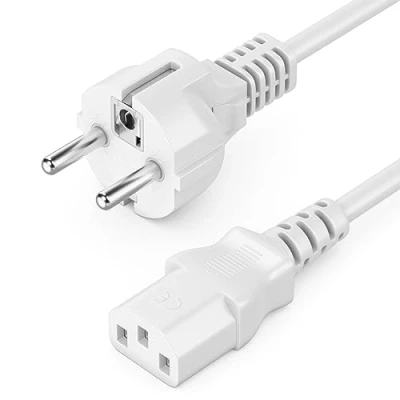 Abbildung von deleyCON 5m Kaltgerätekabel Netzkabel Stromkabel Kaltgeräte Strom Kabel Schutzkontakt Stecker Typ F (CEE 7/4) auf Kaltgerätekupplung C13 Buchse PC Computer Monitor Drucker Beamer Weiß