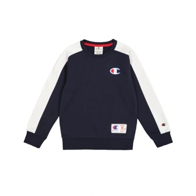 Abbildung von Champion Retro Sport Crewneck LOGO Unisex Sweatshirt für Kinder, Größe: 138/142, Navy/whtie