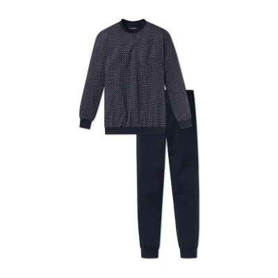 Abbildung von Schiesser Herren Schlafanzug Lang Mit Bündchen Nightwear Pyjamaset, Dunkelblau_159620, 54 EU