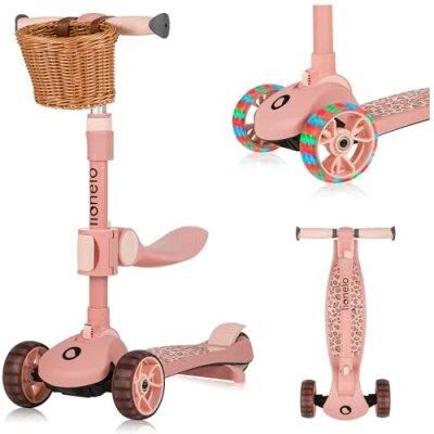 Abbildung von LIONELO Franky 2 in 1 Kinder Balance Roller ab 3 Jahre bis 50 kg Laufrad Jahr 20 Höhenverstellbar, LED Räder, rutschfestes Trittbrett, Korb