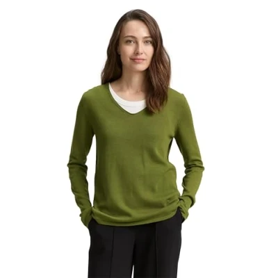 Abbildung von TOM TAILOR Damen 1012976 Pullover, 38802 Deep Ivy Green, S