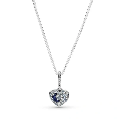 Abbildung von Pandora Sparkling MOON Stars Heart Halskette, Damen, Größe: 50, Sterling silver