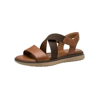 Abbildung von Tamaris Comfort Damen Sandalen flach aus Leder mit Klettverschluss, Braun (Nut), 39 EU