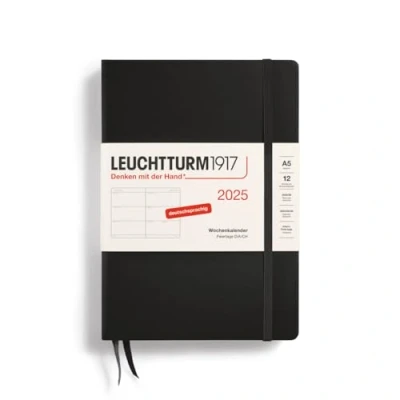 Abbildung von LEUCHTTURM1917 370541 Wochenkalender 2025, Medium A5 Hardcover 12 Monats Planer, 80 g, liniert Schwarz