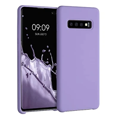 Abbildung von kwmobile Hülle kompatibel mit Samsung Galaxy S10 Plus / S10+ Silikon Handy Case Handyhülle weiche Oberfläche kabelloses Laden Veilchen Lila