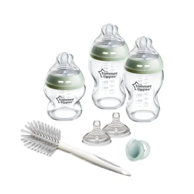 Abbildung von Tommee Tippee Babyflaschen, Natural Start Set aus Glas für Neugeb., Anti Kolik Flaschen (150ml und 250ml), brustähnl. Sauger, selbst steril., Zubehör