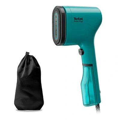 Abbildung von Tefal DT2024 Pure Pop Dampfbürste 1300 W 70 ml Wassertank entfernt bis zu 99,99% der Viren/Bakterien/Keime schnelles Aufheizen 20 g/Min. kontinuierliche Dampfabgabe Petrolgrün/Schwarz