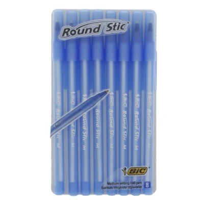 Abbildung von Bic Round Stic Kugelschreiber, Strichstärke, Blau, 8 Stück