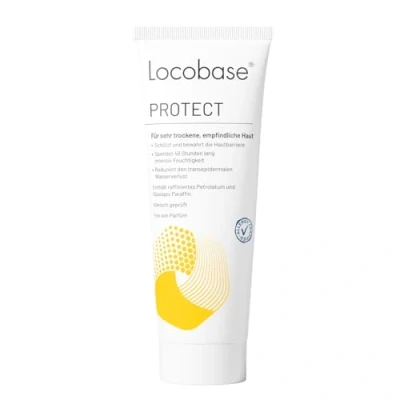 Abbildung von Locobase Protect Creme 48h Feuchtigkeitscreme für trockene &amp; irritierte Haut Körper Gesichtspflege stärkt die Hautbarriere parfümfrei ganze Familie 100g