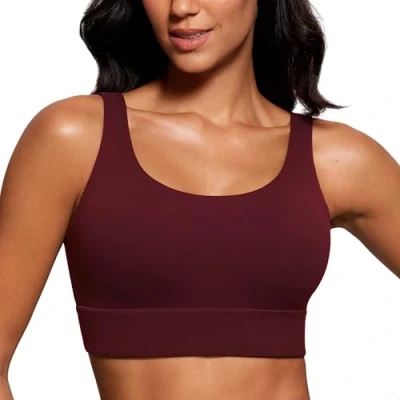 Abbildung von CRZ Yoga Damen Butterluxe Sport BH U Back Ohne Buegel Große Brüste Fitness Top Roter Merlot L