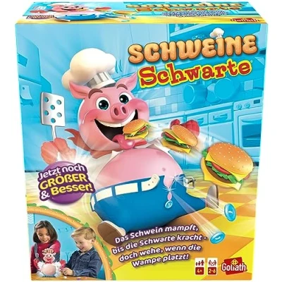 Abbildung von Goliath Schweine Schwarte Lustiges Kinder Brettspiel ab 4 Jahren, Füttere den Schweinchen und vermeide das Bauchplatzen, Gesellschaftsspiele für 2 6 Spieler, Spaß mit Freunden Familie