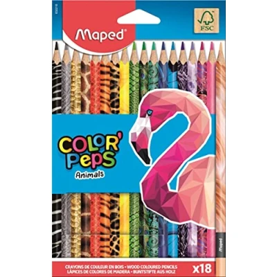 Abbildung von Maped ergonomische Drei Kant Buntstifte, Farbstifte COLOR&#039;PEPS ANIMALS mit Tiermotiven 18x Stifte