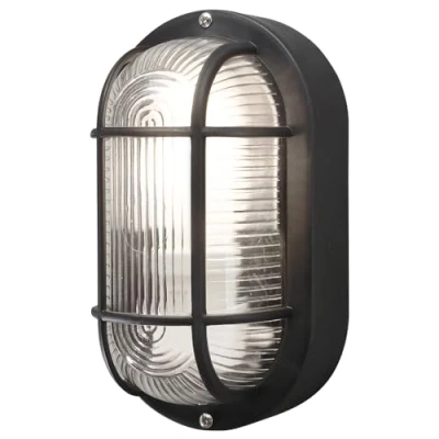 Abbildung von Konstsmide Elmas 7650 750 Wandleuchte B: 12cm T: 10,5cm H: 20cm / 1x40W Kunststoff klares Glas schwarz