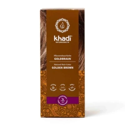 Abbildung von khadi GOLDBRAUN Pflanzenhaarfarbe, Haarfarbe für schillerndes Bernstein bis zu samtig glänzendem Goldbraun, Naturhaarfarbe 100% pflanzlich, natürlich &amp; vegan, Zertifizierte Naturkosmetik, 100g
