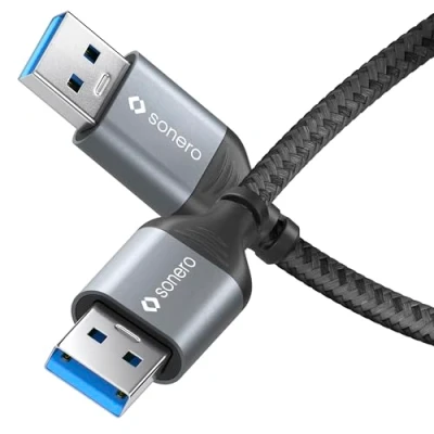 Abbildung von Sonero® USB A auf Datenkabel, Verbindungskabel, Kabel Typ A, 3.0, 5GB/s, space grey/schwarz, 1,50m