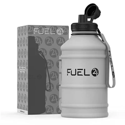 Abbildung von Fuel24 Extra Stark Edelstahl Trinkflasche 1.3L &amp; 2.2L, Auslaufsicher BPA Frei Robuste Fitnessstudio Sport Wasserkrug für Erwachsene