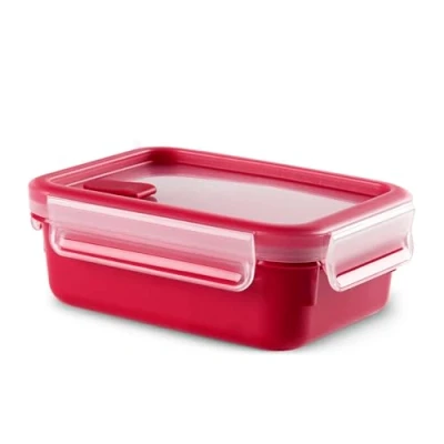 Abbildung von Emsa Mikrowellendose Clip &amp; Micro 517771 Mikrowellenventil 0,55 L Lunchbox Integrierte Maßeinteilung Made In Germany Rot/ Transparent