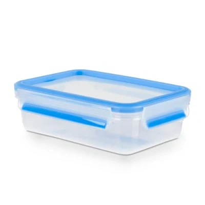 Abbildung von Emsa 508539 Clip &amp; Close Rechteckige Frischhaltedose mit Deckel 0.8 Liter Transparent/Blau