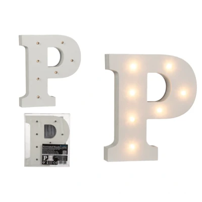 Abbildung von Beleuchteter Holz Buchstabe P, mit 7 LED, ca. 16 cm