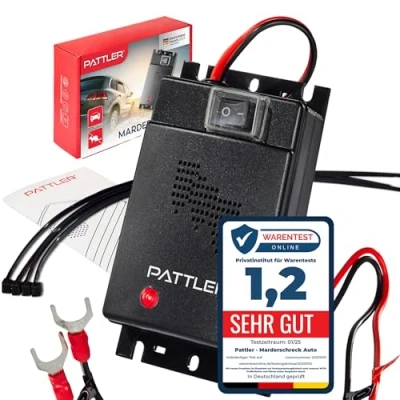 Abbildung von PATTLER® Marderschreck Auto Anschluss an 12V Autobatterie Effektive Marderabwehr für mit Ultraschall Sofortiger &amp; Langfristiger Marderschutz im Motorraum