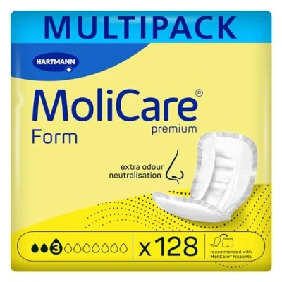 Abbildung von MoliCare Premium Form 3 Tropfen, für leichte Inkontinenz: maximale Sicherheit, extra Auslaufschutz und Diskretion Frauen Männer, zu verwenden mit Fixpants, 4x32 Stück