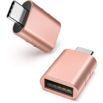 Abbildung von Syntech USB C auf Adapter(2 Stücke), Thunderbolt 3 to 3.0 Adapter Kompatibel mit iPhone 16 Pro Max iPad Mini/Pro 2021 iMac MacBook 2020, Air Dell XPS Roségold